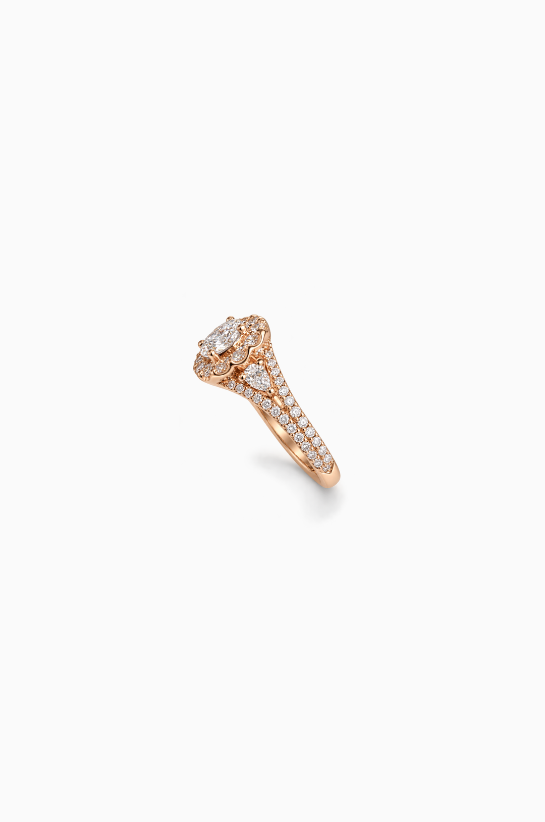 Pink Gold Engagement Ring with Diamonds