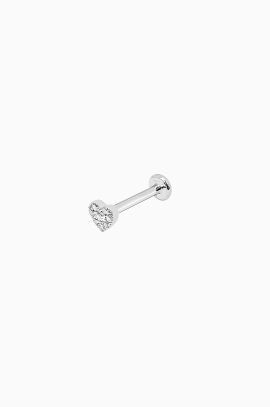 Piercing de Coração em Ouro Branco com Diamantes