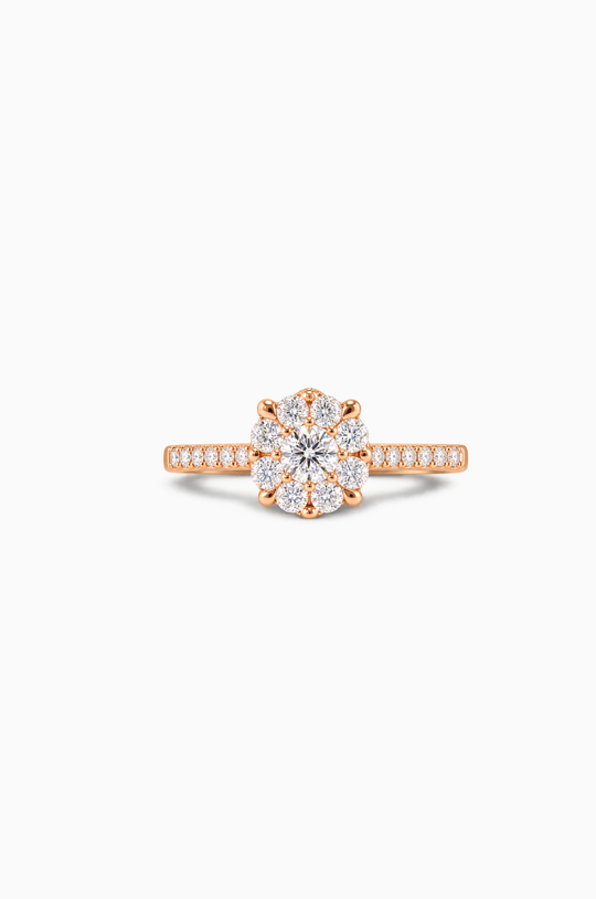Anel de noivado em ouro rosa com diamantes