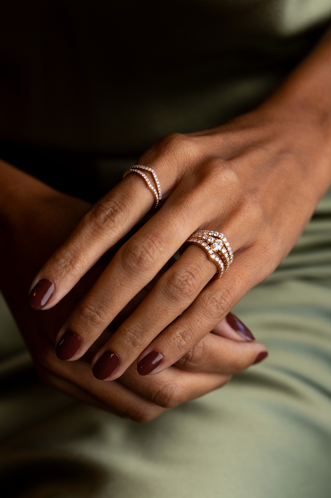 Pink Gold Engagement Ring with Diamonds