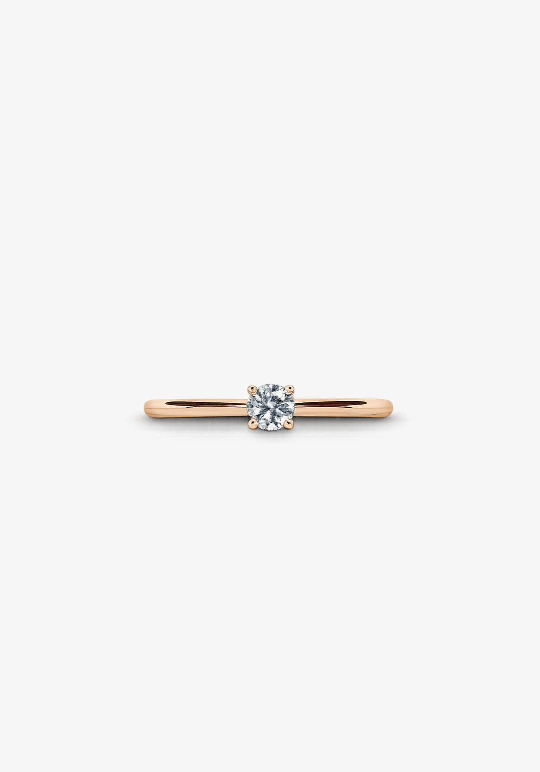 Anel de Noivado em Ouro Rosa e Diamante Solitário