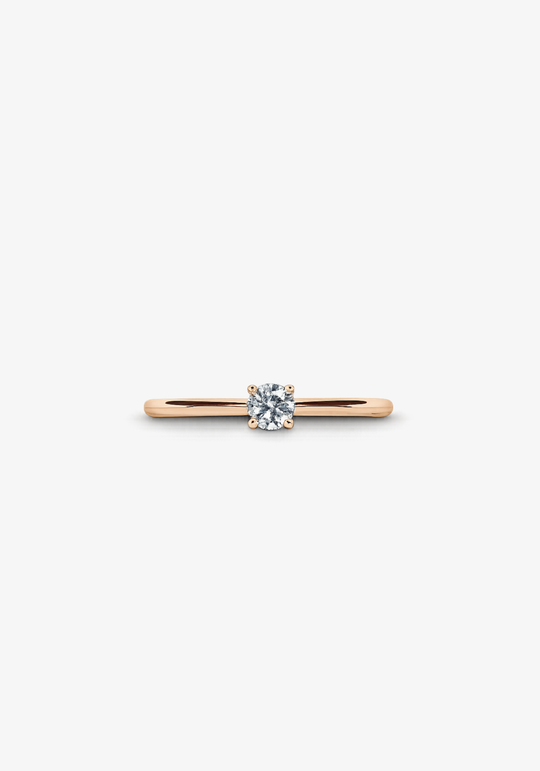Anel de Noivado em Ouro Rosa e Diamante Solitário
