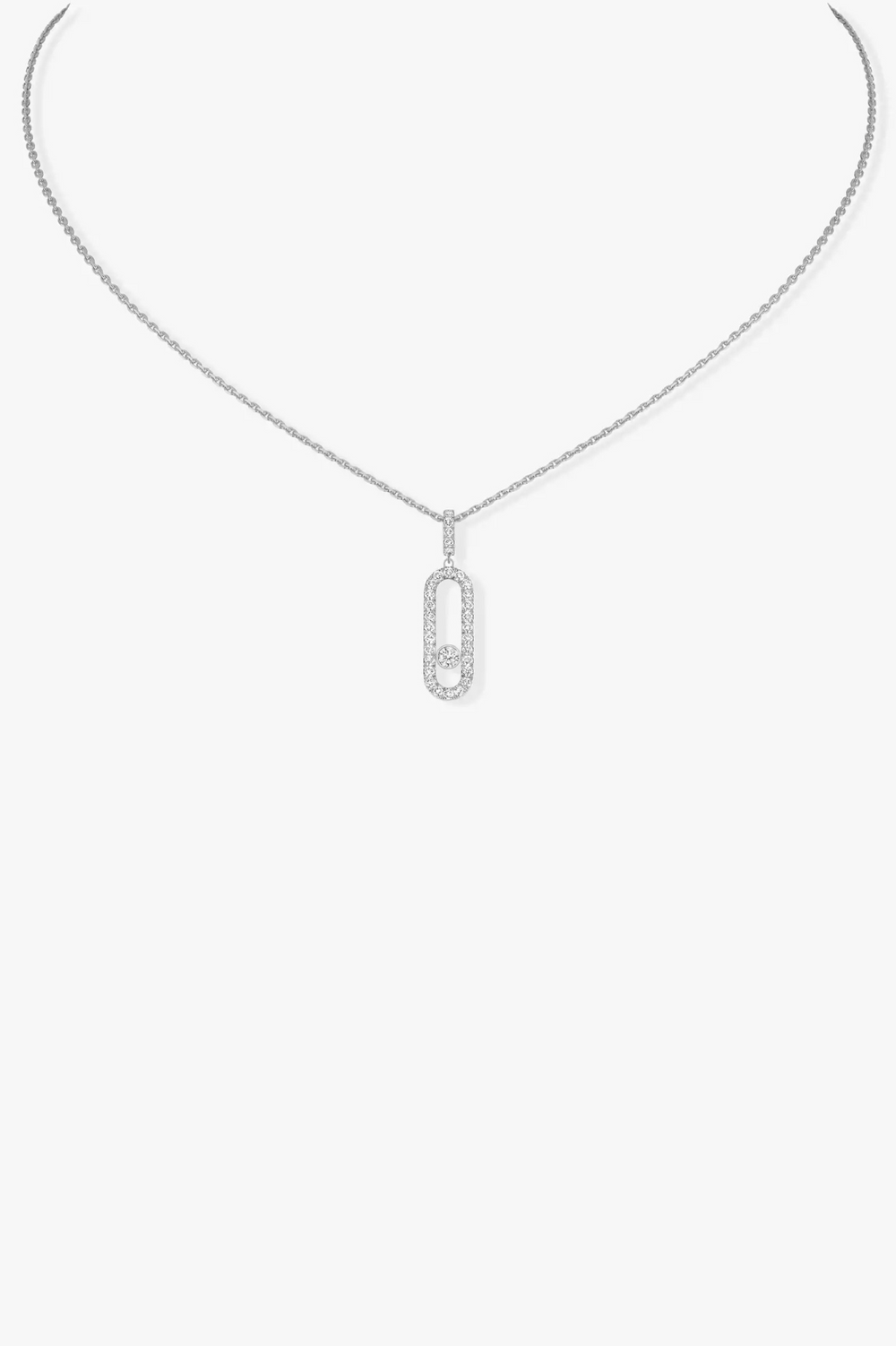 Move Uno Pavé LM White Gold Necklace