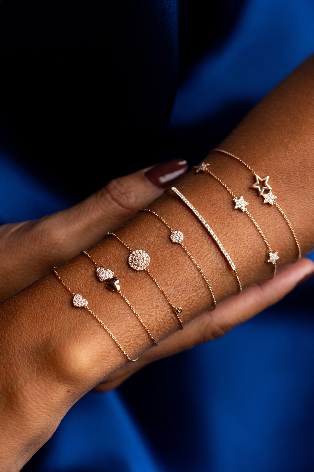 3 Stars Pink Gold Chain Bracelet with Diamonds