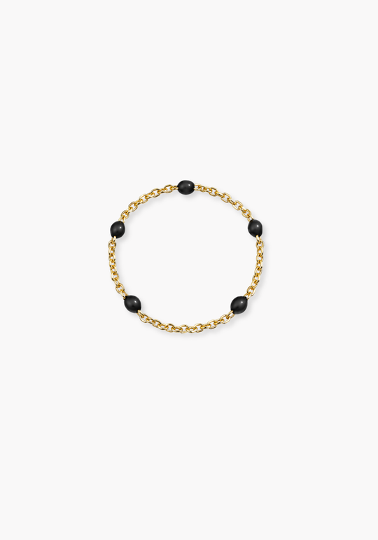 Gold Chain Ring with Black Dots