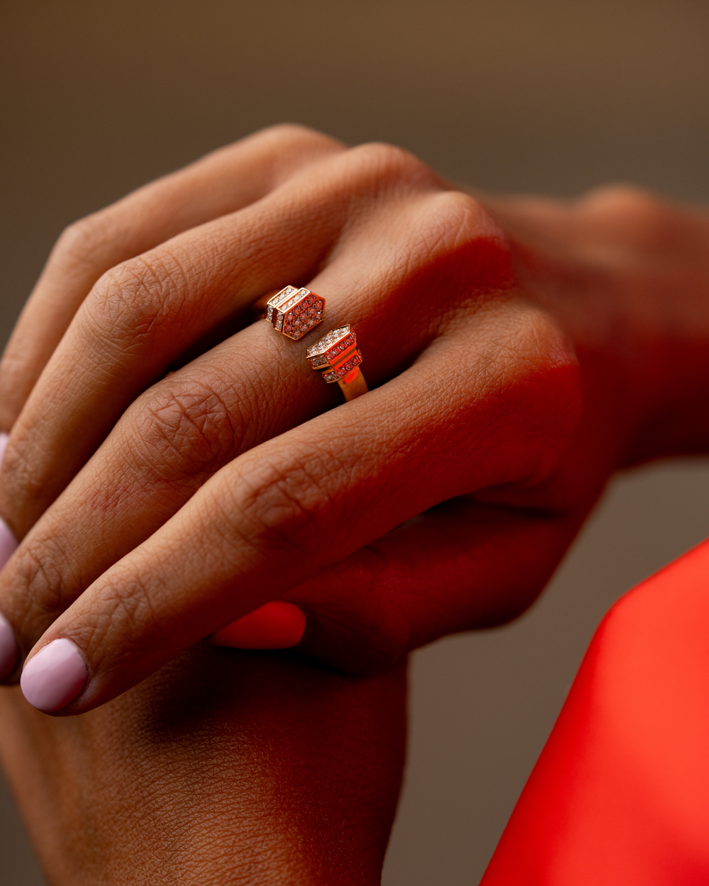 Pink Gold Ring with Diamonds