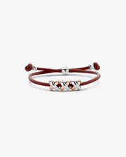 Leather Bracelet with Three Gold and Silver Crosses