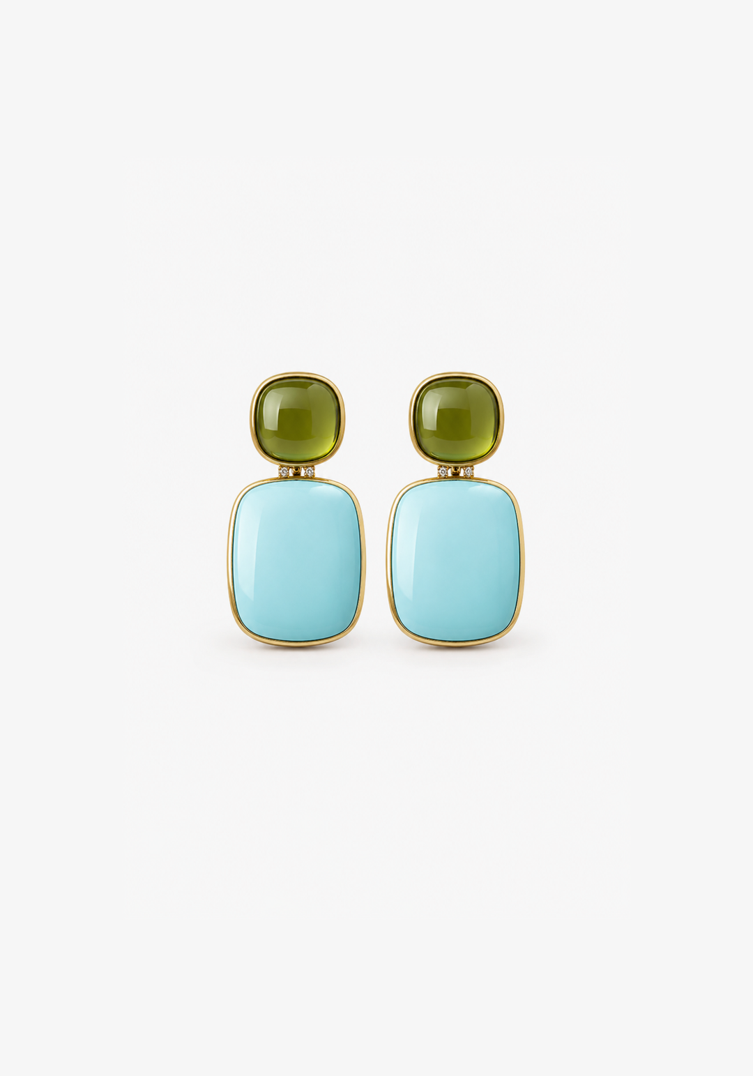 Yellow Silver Earrings with Natural Stones
