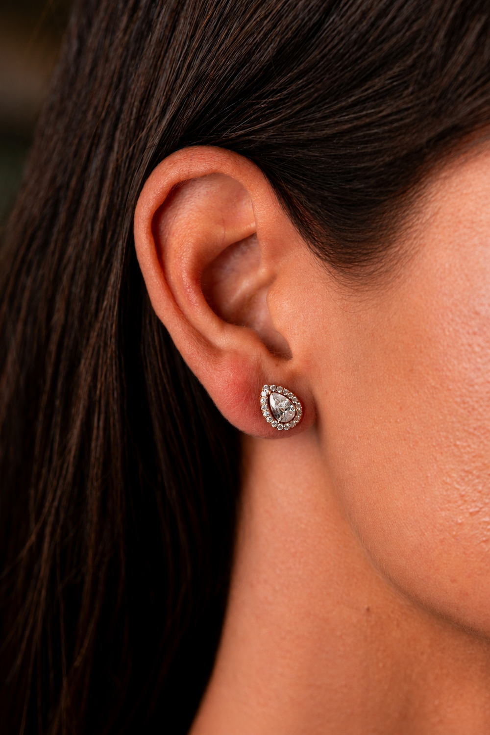 Drop Pink Gold Earrings with Diamonds
