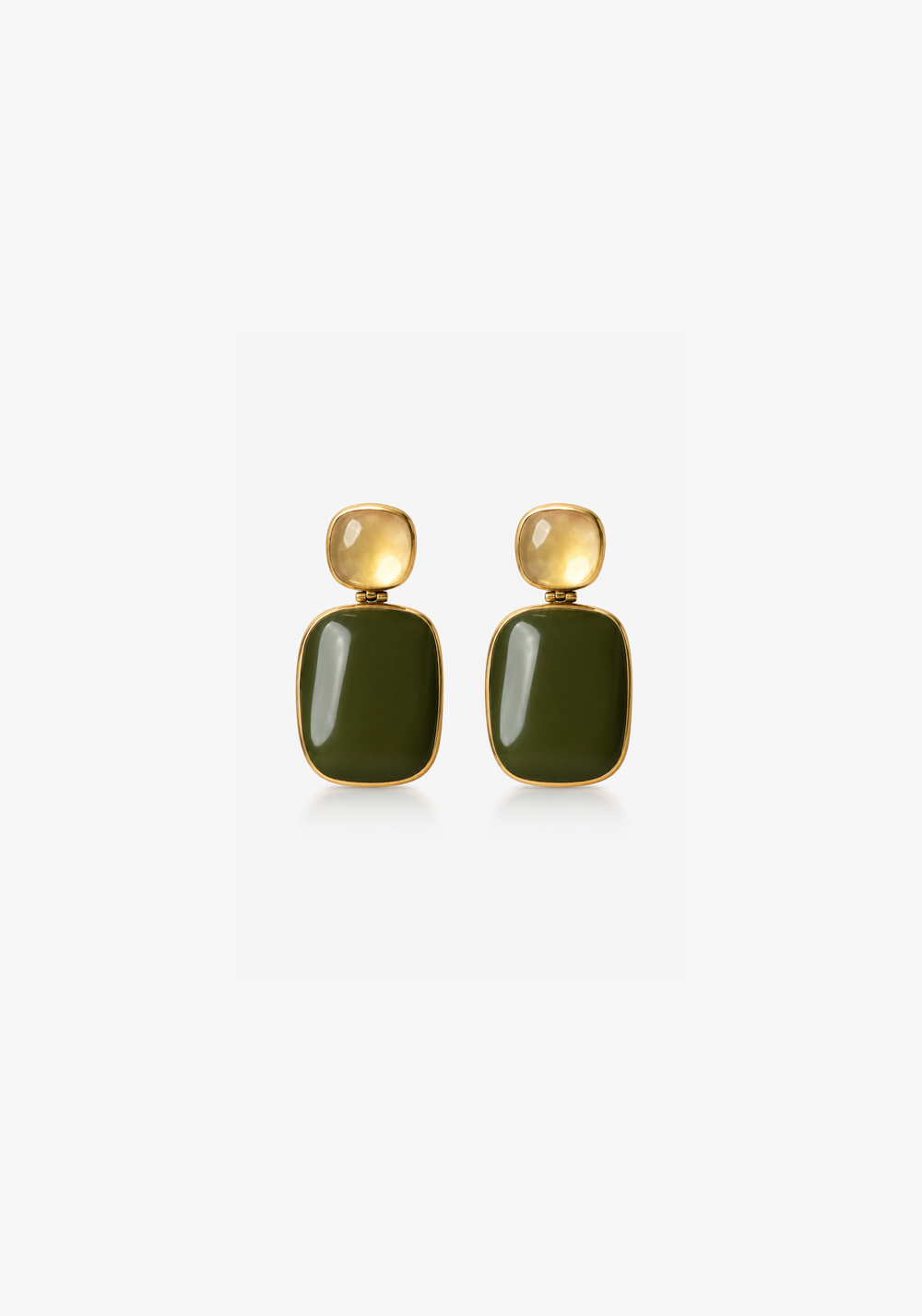 Yellow Silver Earrings with Natural Stones