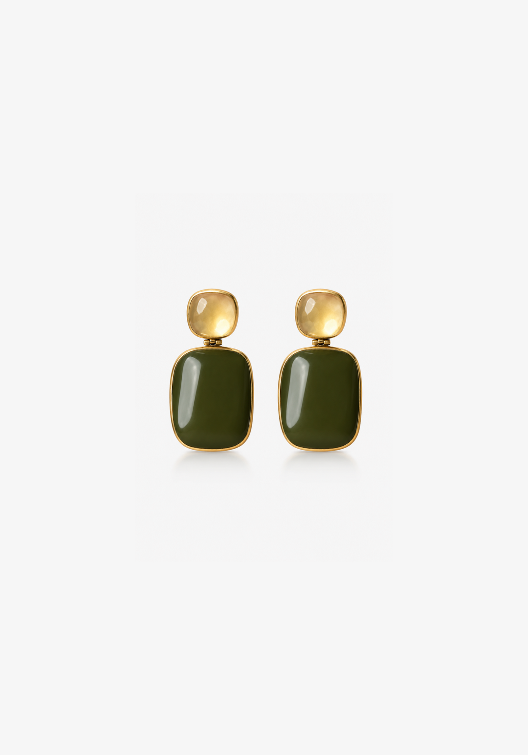 Yellow Silver Earrings with Natural Stones