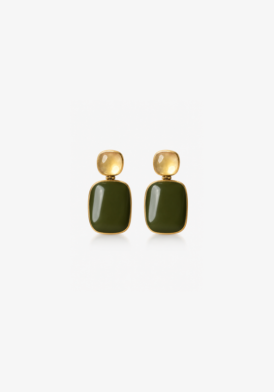 Yellow Silver Earrings with Natural Stones