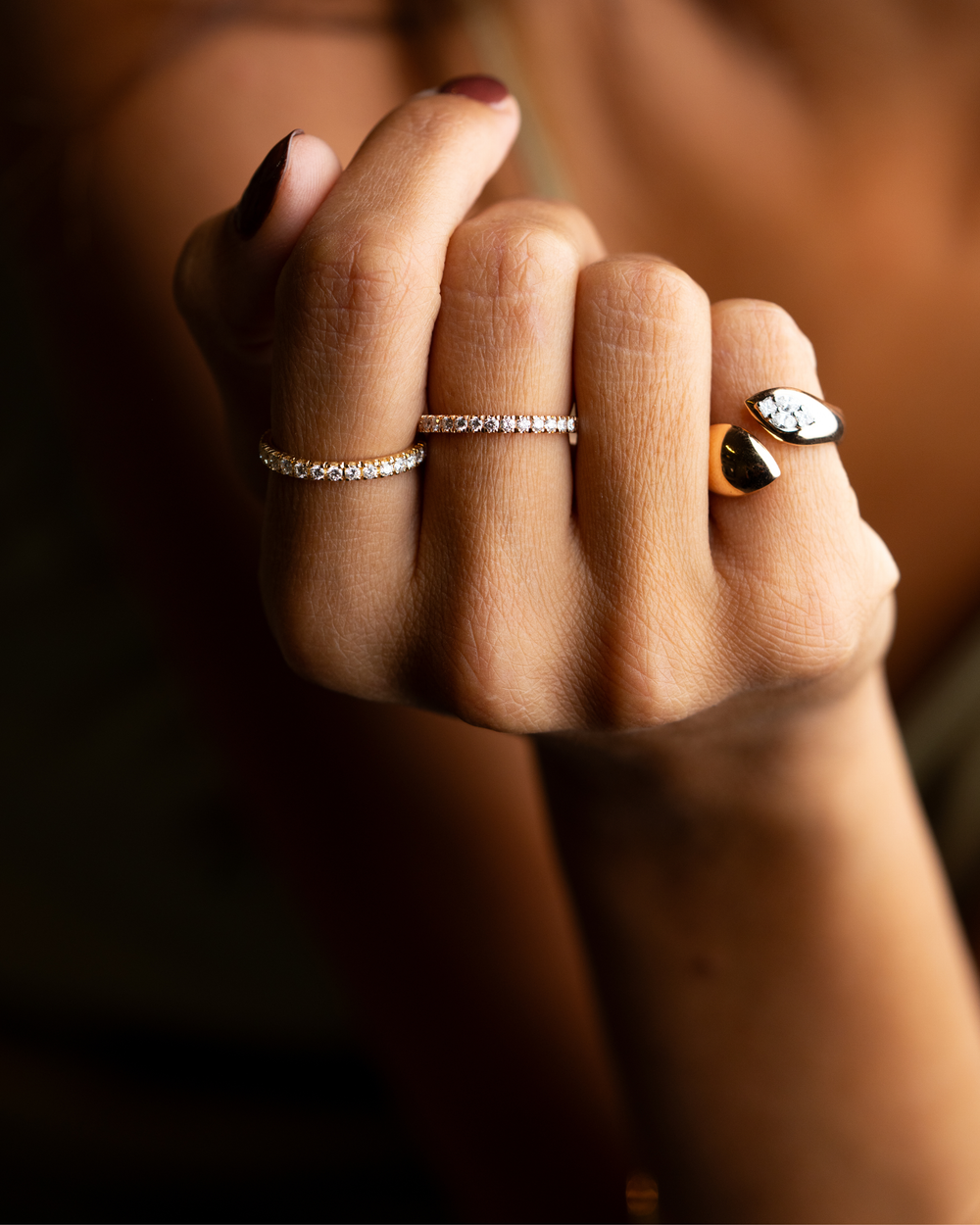 Anel de ouro rosa com diamantes