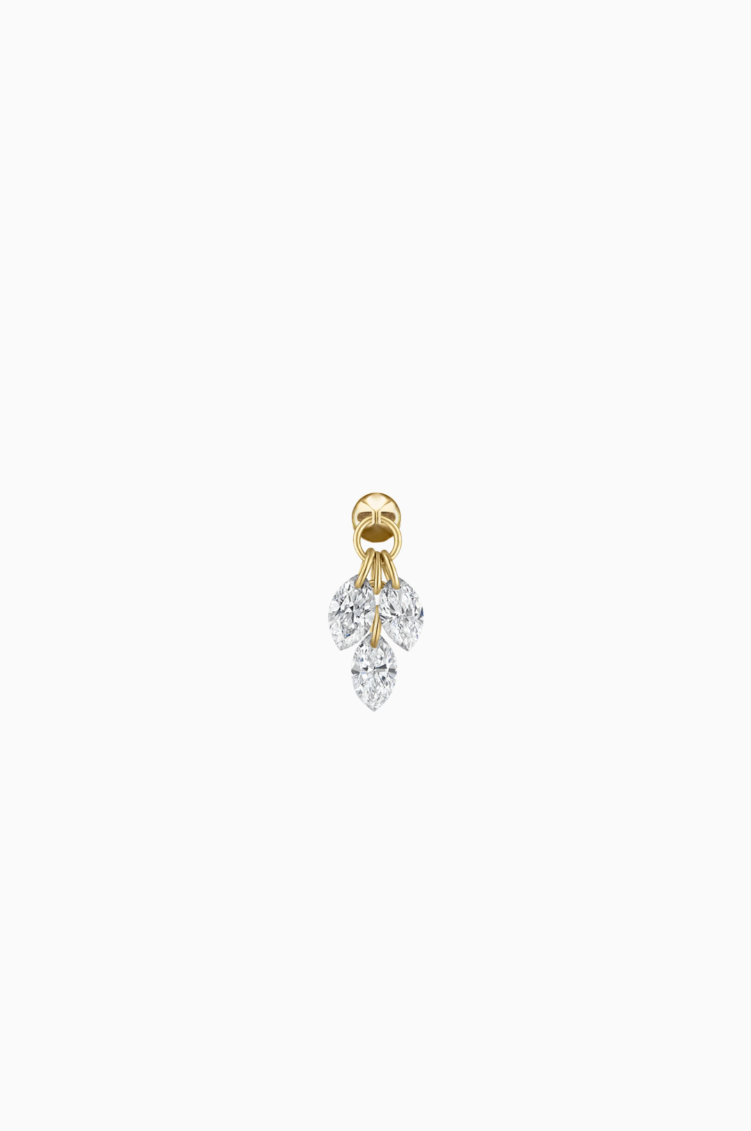 Yellow Gold Floating Pear Piercing With Diamonds