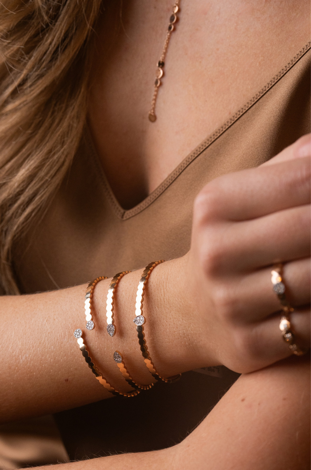 Drop Pink Gold Bracelet with Diamonds