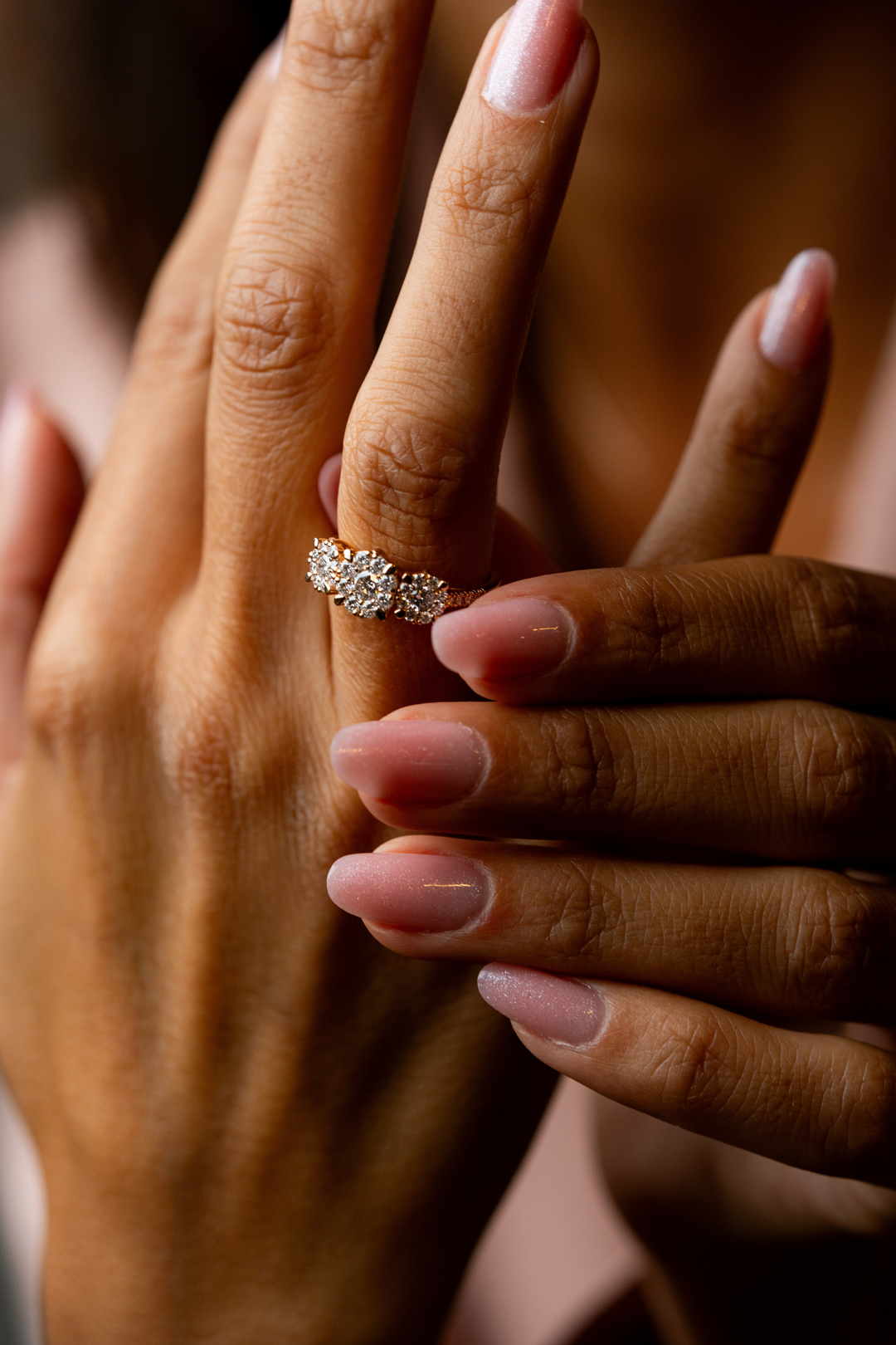 Pink Gold and Diamonds Engagement Ring