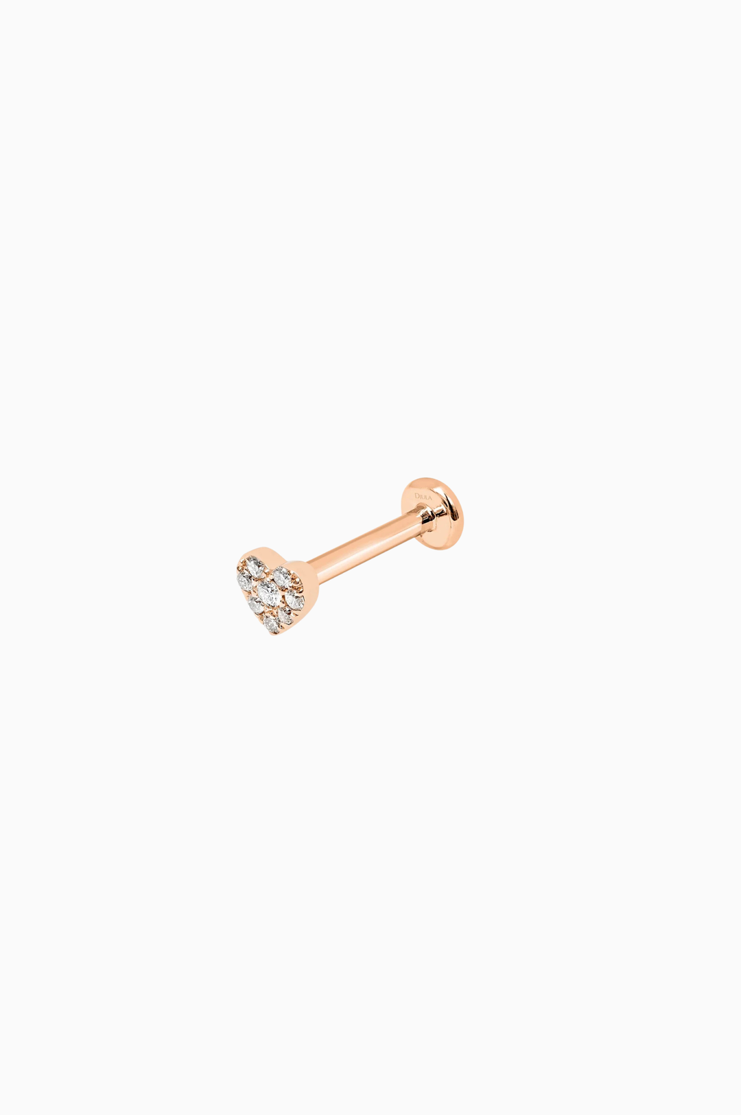 Piercing de Coração em Ouro Rosa com Diamantes