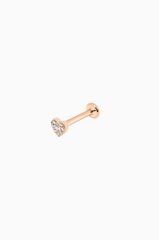 Piercing de Coração em Ouro Rosa com Diamantes