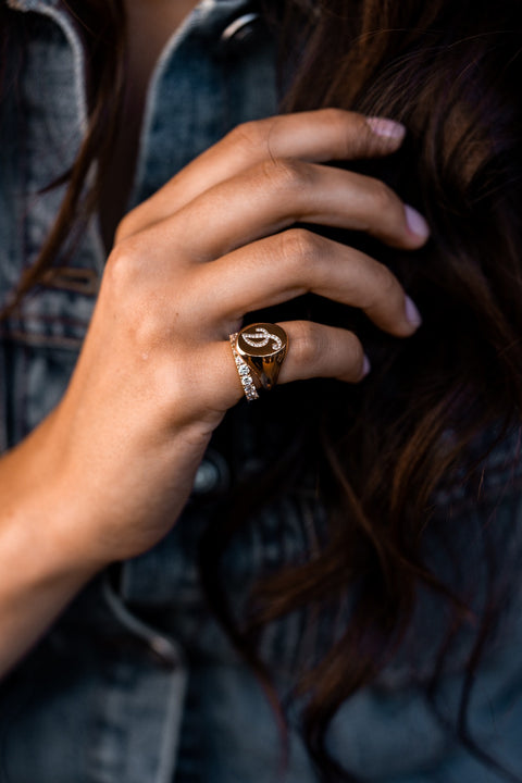 Letter J Gold Ring