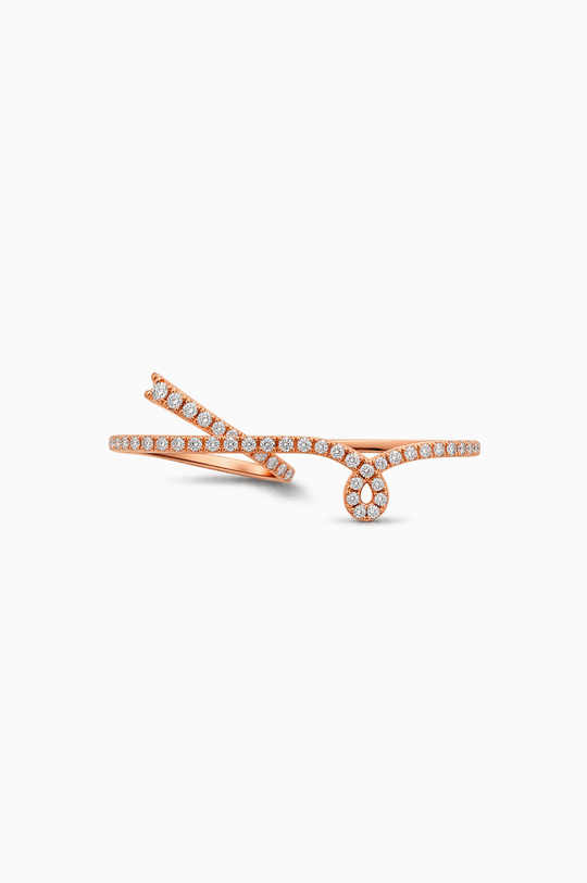 Pink Gold Double Maison Rose Ring with Diamonds