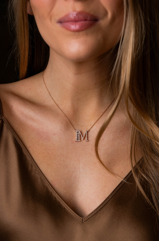 Letter Gold Necklace with Diamonds