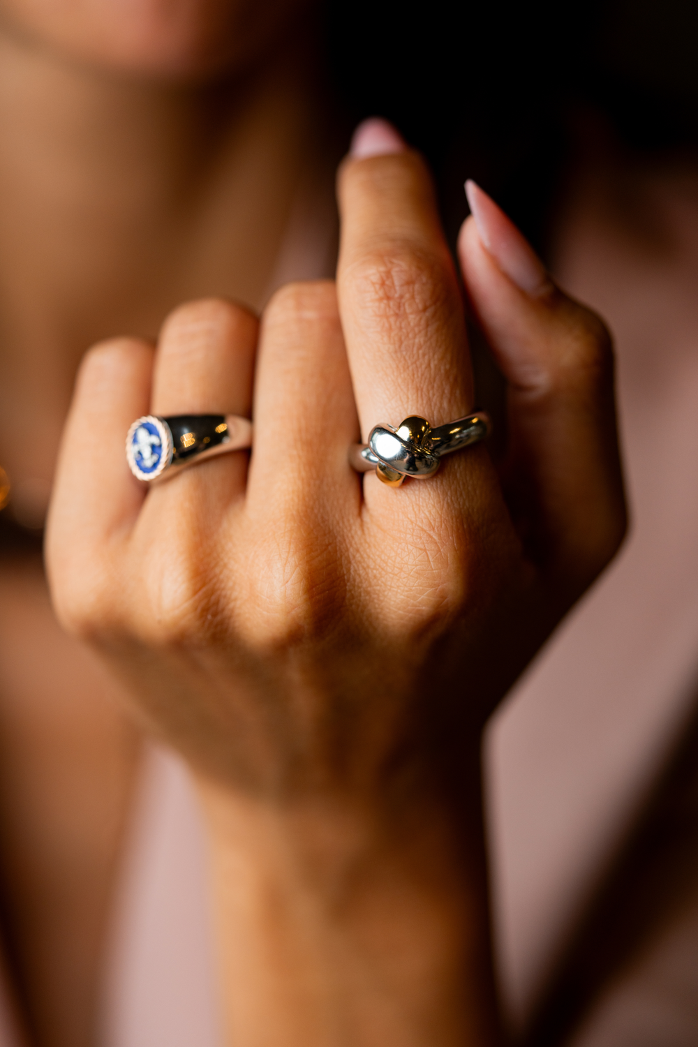 Silver and Gold Cross Ring