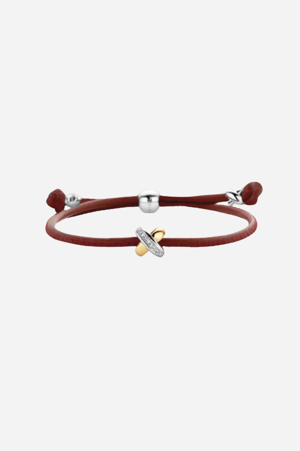 Pulseira de couro com cruz e diamantes