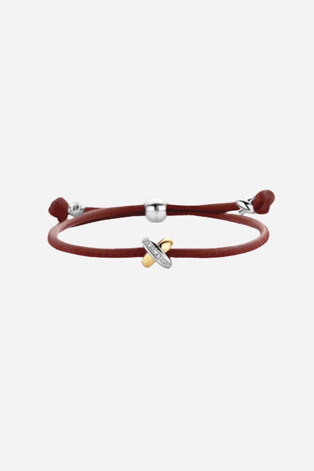 Pulseira de couro com cruz e diamantes