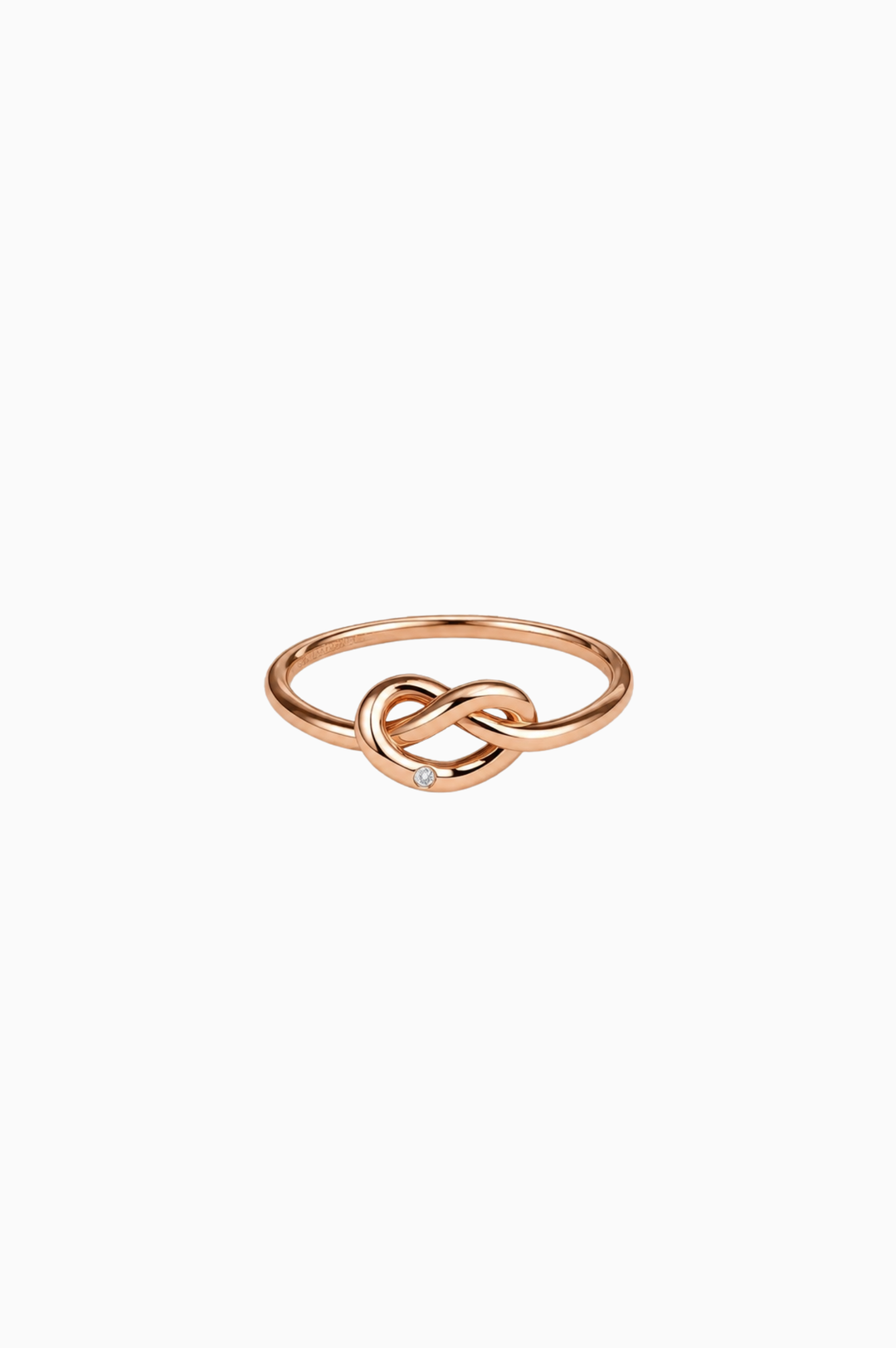 Anel coração em ouro rosa com diamante