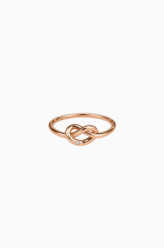 Anel coração em ouro rosa com diamante