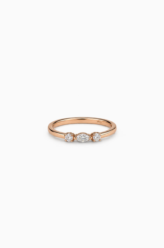 Anel Triologia em Ouro Rosa com Diamantes