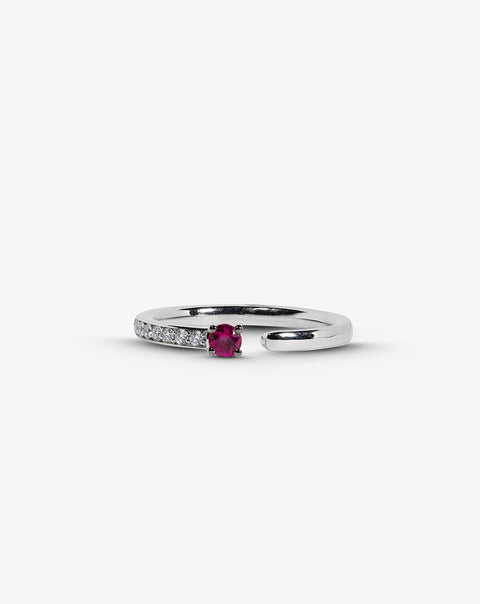 White Gold and diamonds Ring with Pink Rubies