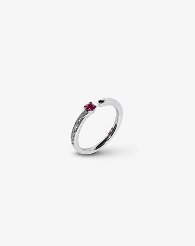 White Gold and diamonds Ring with Pink Rubies