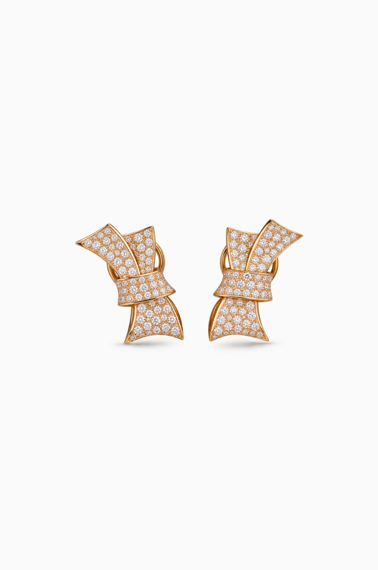 Brincos Laço em ouro rosa com diamantes