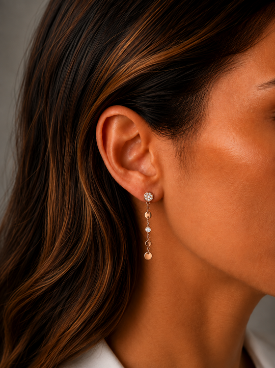 Brincos em Ouro Rosa com Diamantes