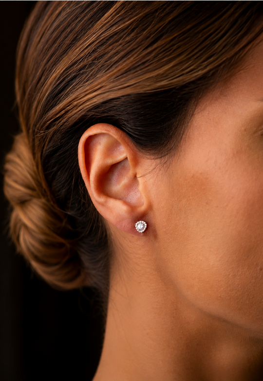 Brincos de ouro rosa com diamantes