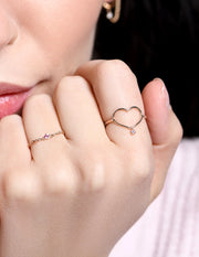 Gold Heart Ring with Diamond