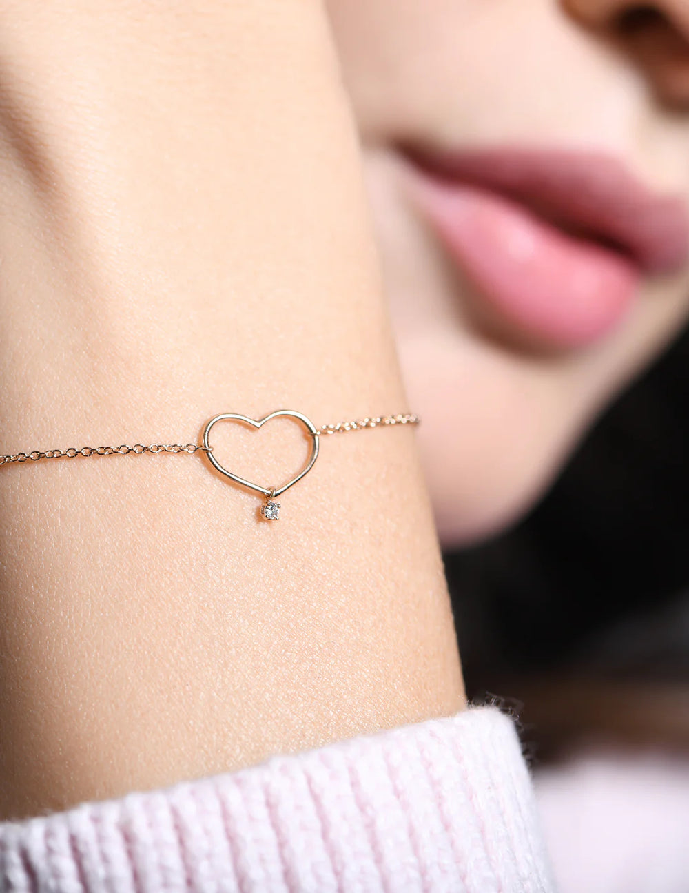 Pulseira de Ouro Rosa com Diamante