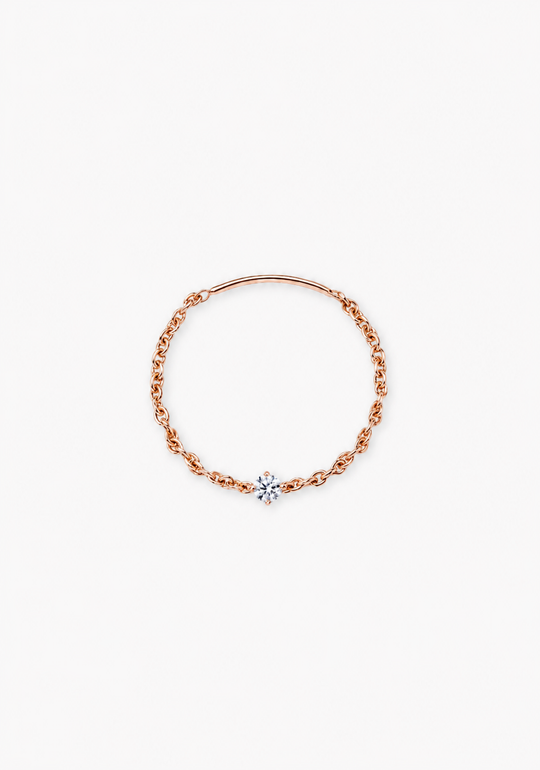 Gold Chain Ring with Solitaire Diamond