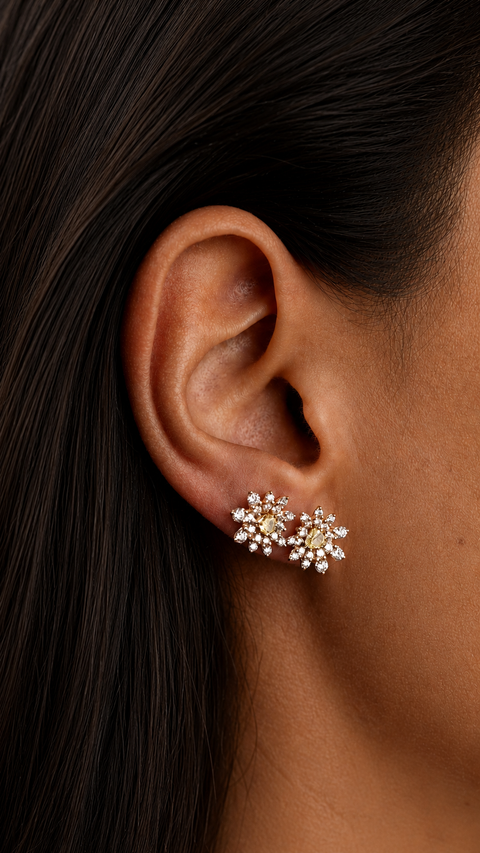 Brincos de ouro rosa e diamantes