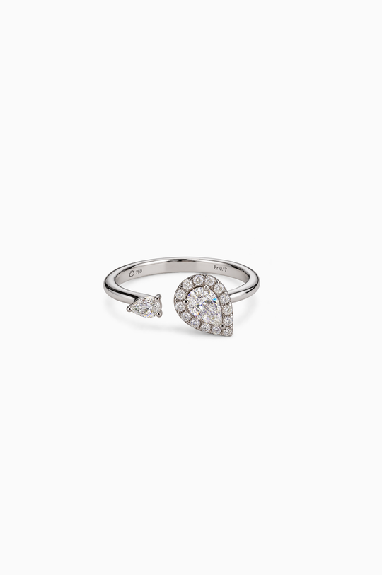 White Gold Drop Ring with Diamonds