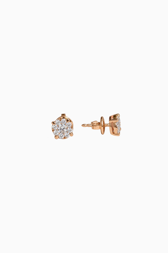 Brincos de ouro rosa com diamantes