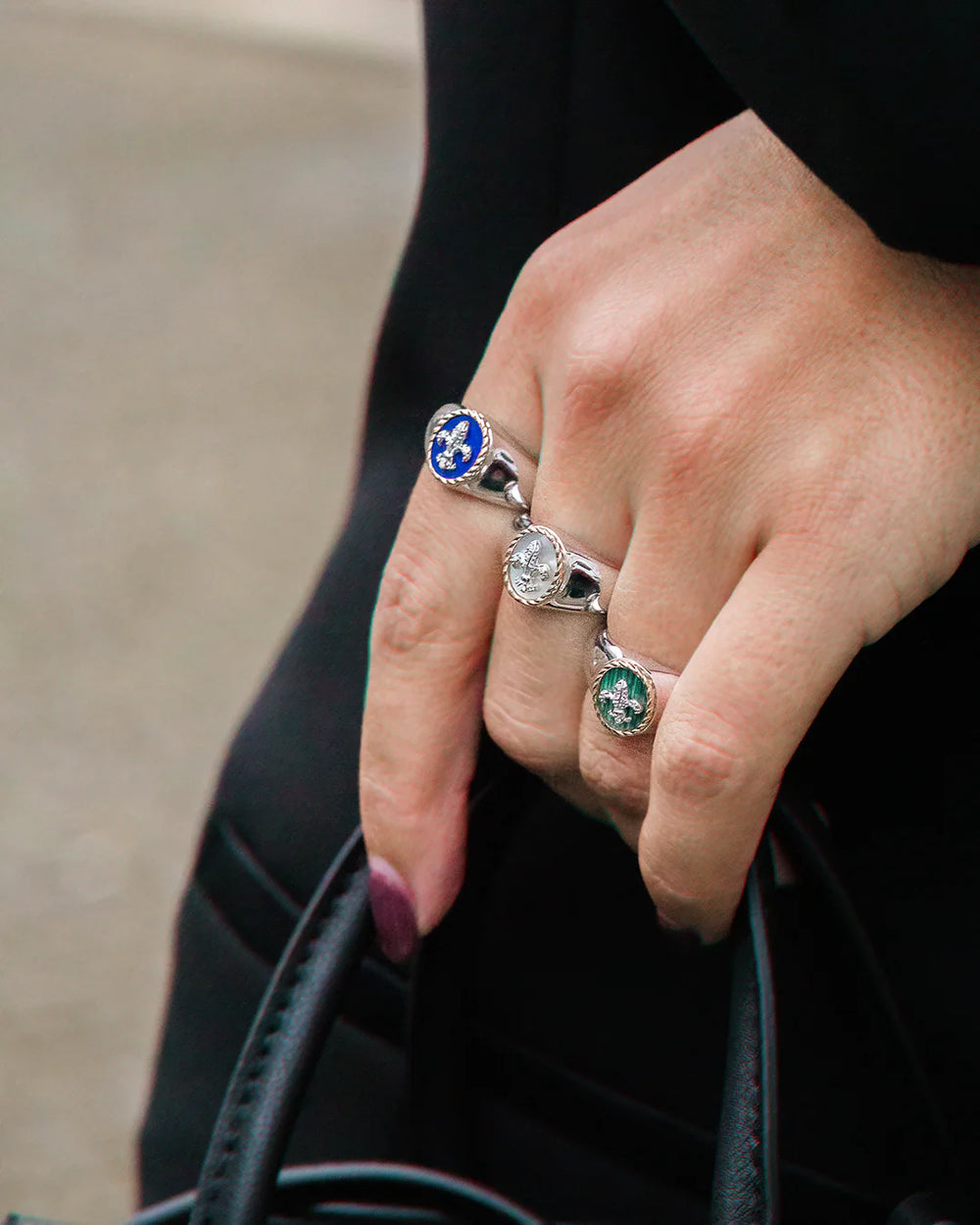 Anel Azul Fleur de Lis