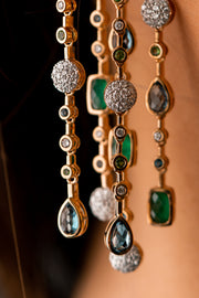 Pink Gold, Diamonds and Emerald Earring