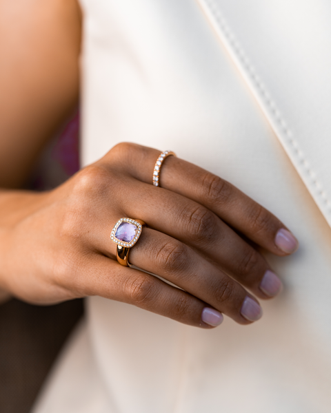 Pink Gold, Diamonds and Amethyst Ring