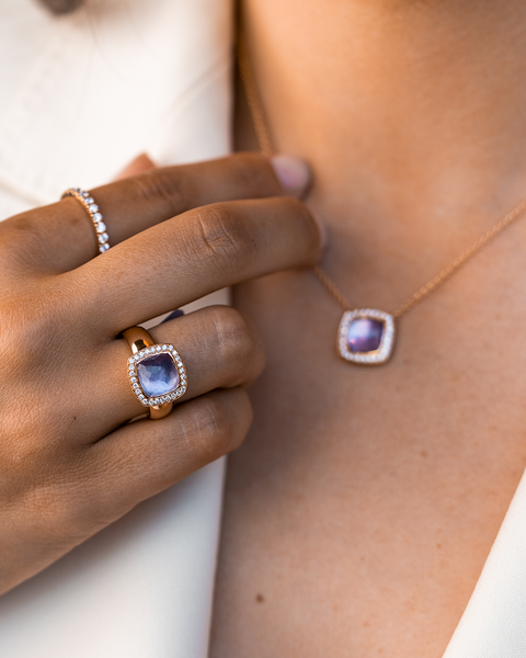 Pink Gold, Diamonds and Amethyst Ring