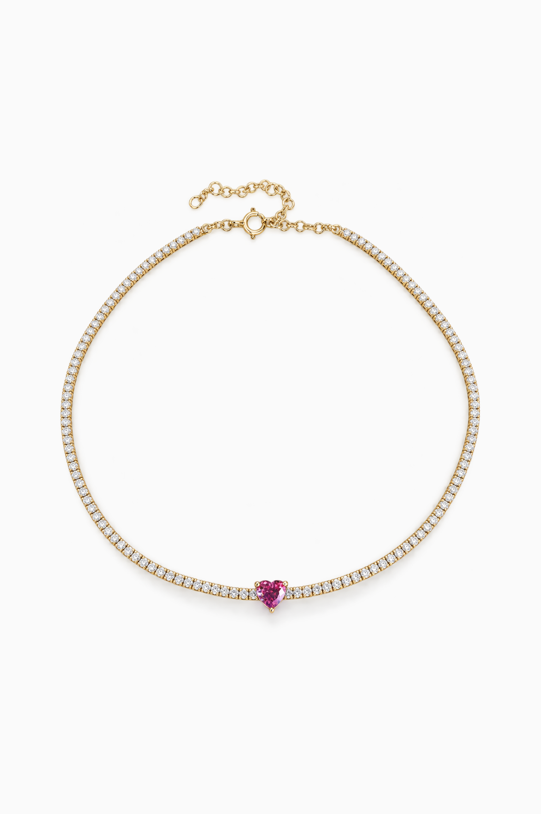 Pink Gold Necklace with Diamonds and Sapphire