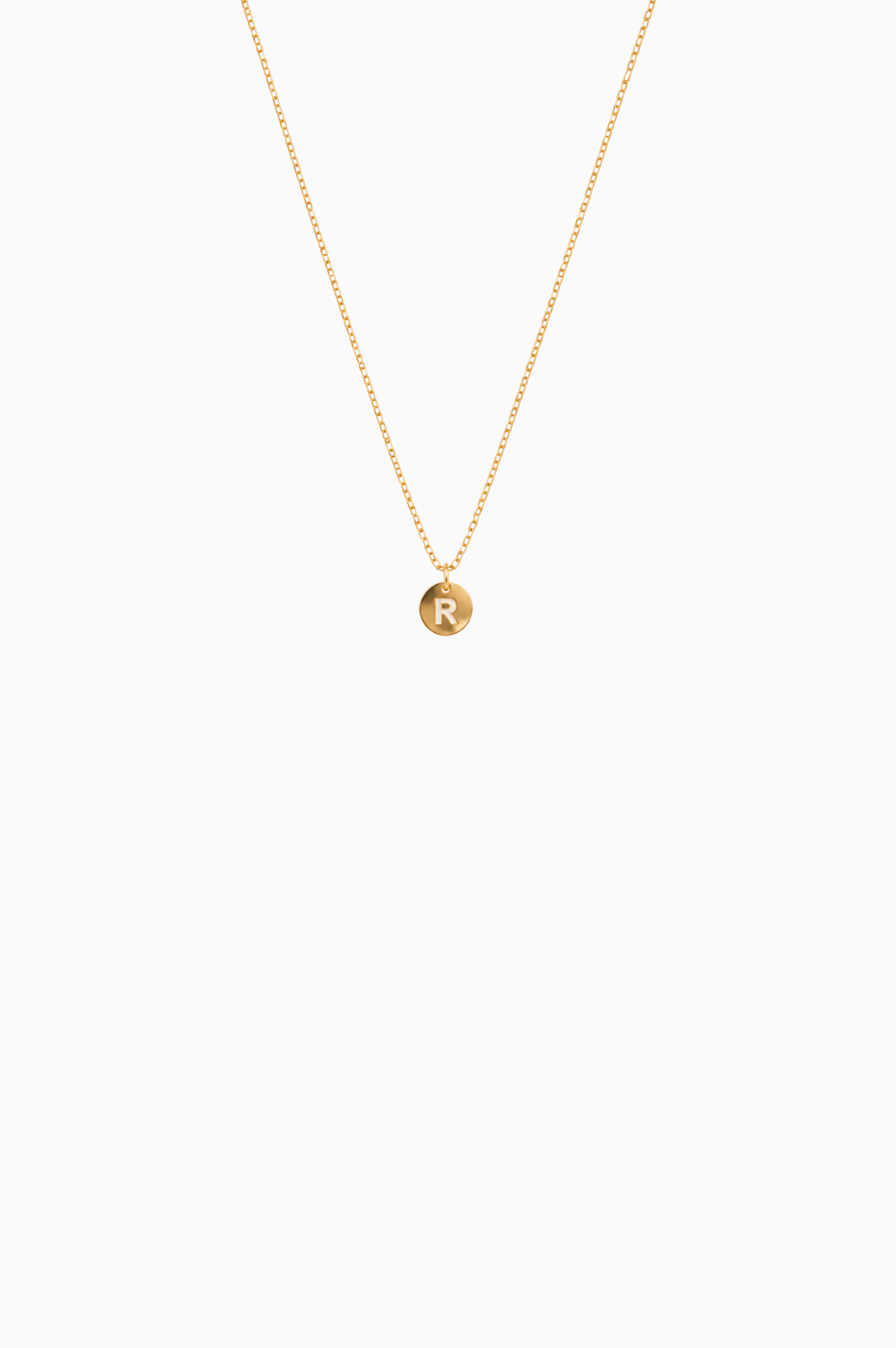Colar de ouro amarelo com a letra R