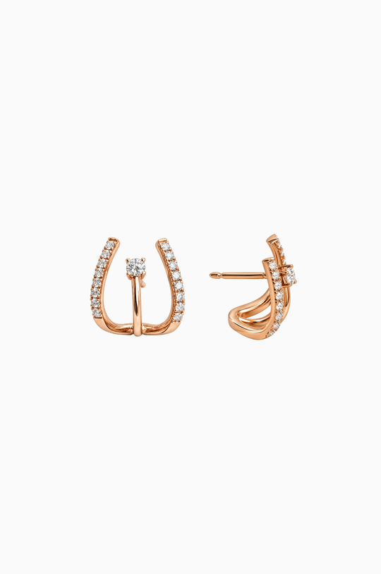 Brincos em ouro rosa com diamantes