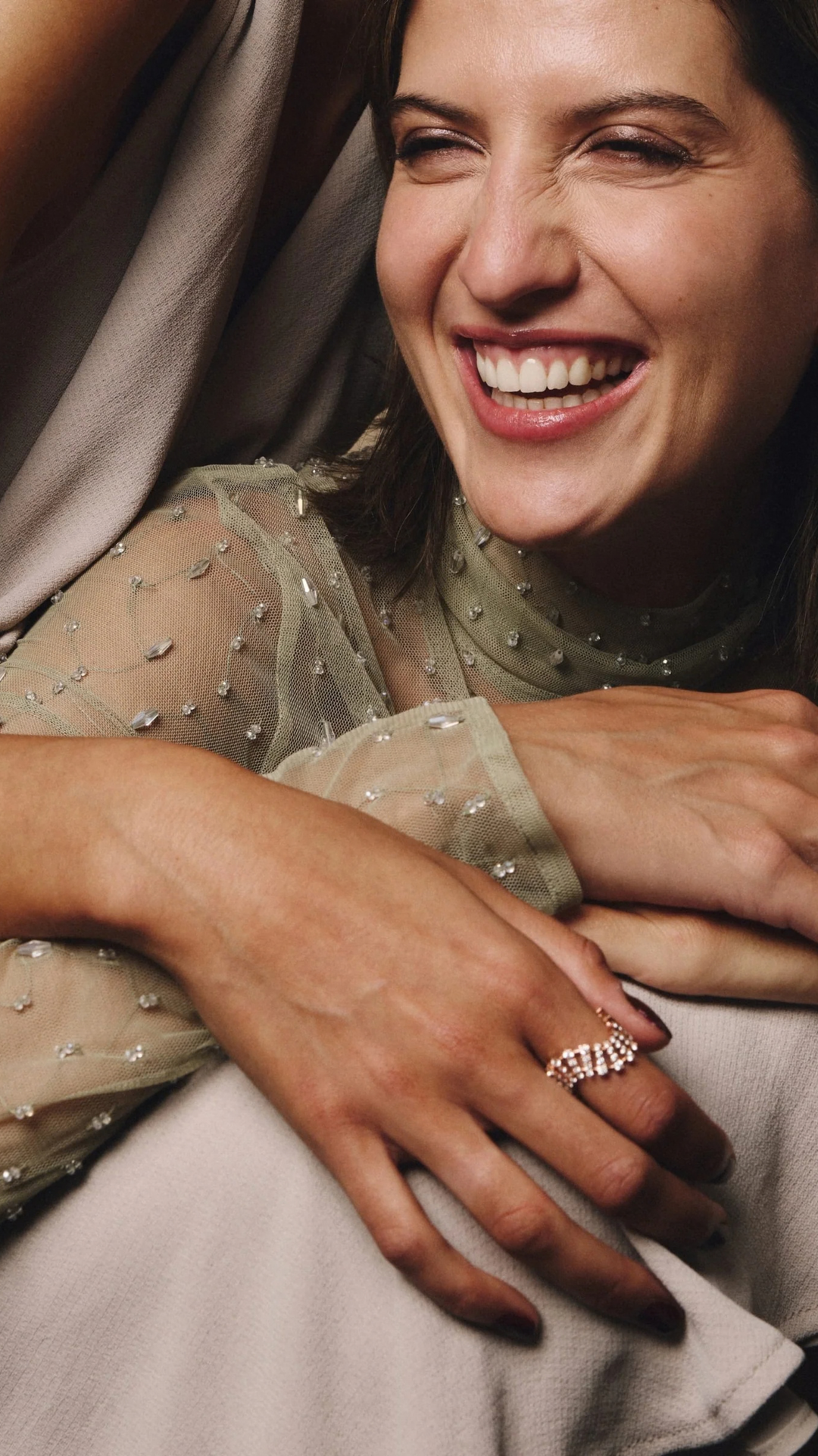 Pink Gold Smoky Club Ring with Diamonds